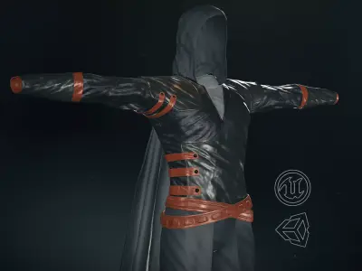 Male Assassin Outfit 2 Low-poly 3D model