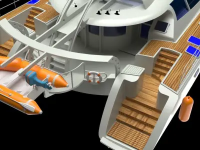 Cruising Catamaran Sailboat 3D model