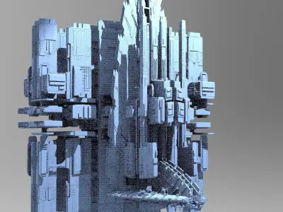 Sci-fi Alien Freighter Launcher 3D model