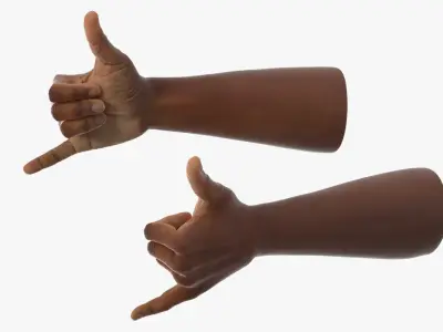 Black Male Arms Set in Hang Loose Pose 3D model