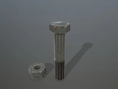 Bolts bolt and nut Low-poly 3D model 10