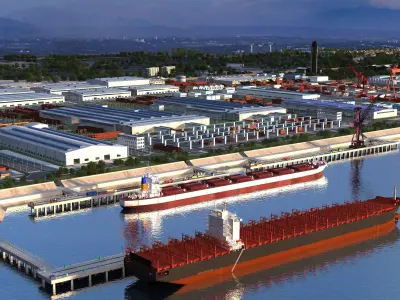 Shipyard Harbor  Low-poly 3D model