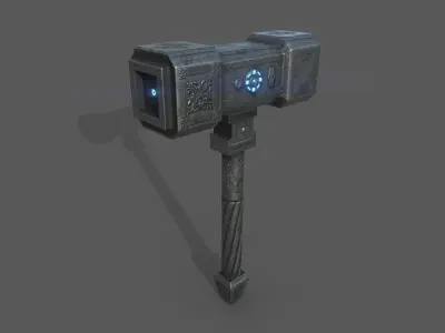 Futuristic Hammer - Cyber Maul Low-poly 3D model