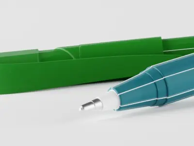 Pencil two pens Free low-poly 3D model