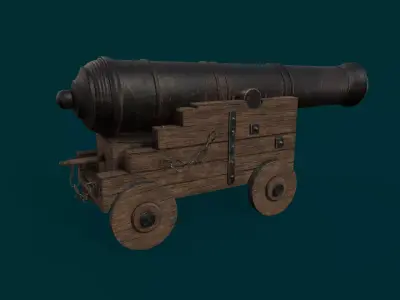 Old ship cannon 3D model