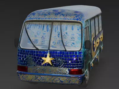 Celestial Mosaic Minibus 3D Model Low-poly 3D model