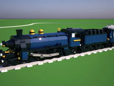 Animated LEGO train Cinema 4D 2024 3D model
