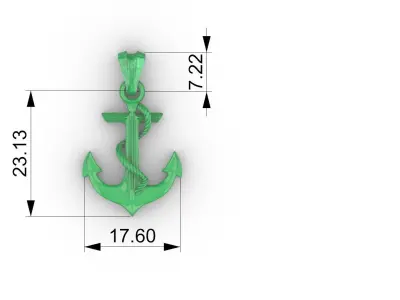 MENS ANCHOR PENDANT NECKLACE ROPE DESIGN JEWELRY 3D print model