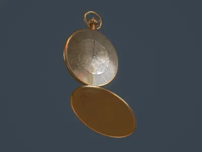Gold Pocket Watch 3D model