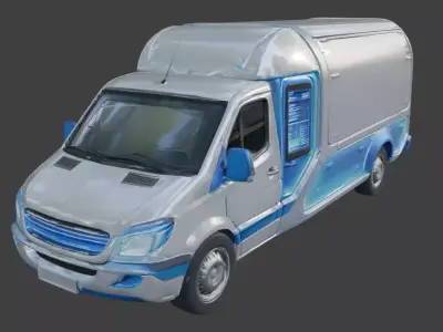 Futuristic Sci-Fi Smart Delivery Van 3D Model Low-poly 3D model