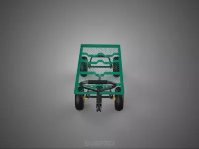 GREEN MESH PLATFORM TURNTABLE TROLLEY CART ROBUST CONSTRUCTION 4 3D model