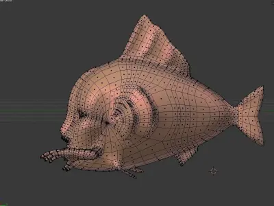 Alien Fish BASE MESH Free 3D model