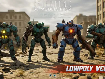 Cyberpunk Infected Mechs LowPoly Low-poly 3D model