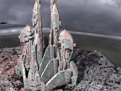 The moon base structures 3D model