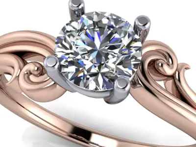 Vintage one Carat Solitaire scroll art design engagement ring  3D print model purchase