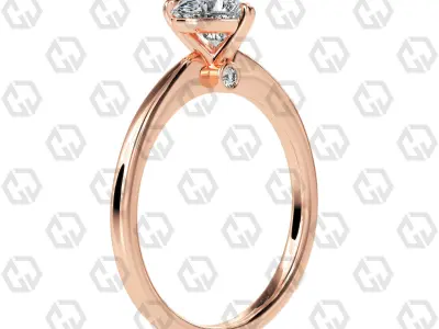 Ring 154 Heart shape with hidden signature diamond both side 3D print model