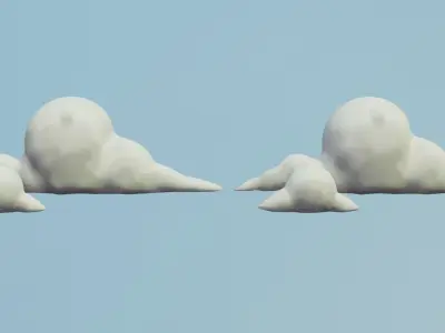 low poly cloud model in sky Low-poly 3D model