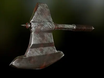 Battle Axe Low-poly 3D model 43