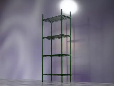 Wire Shelves - 30 inches X 14 inches X 72 inches in green epoxy Low-poly 3D model