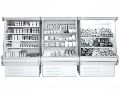 Market refrigerators 3D model purchase