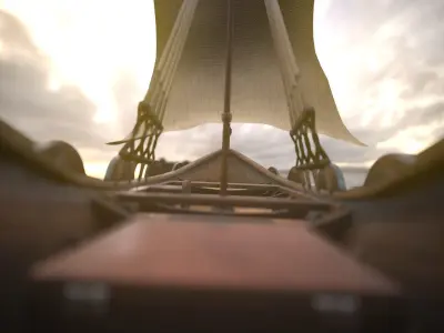 Vikings ship Low-poly 3D model