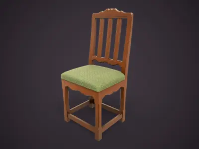Vintage Wooden Chair Low-poly 3D model