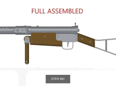 STEN collection full assembled luftwaffe grenade launcher 3D Model Pack