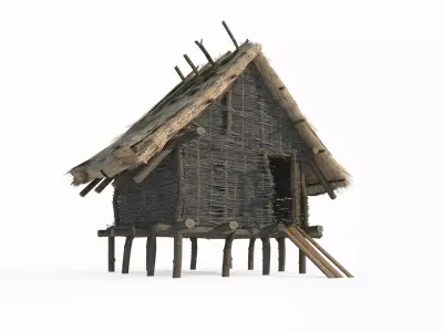 Medieval architecture thatched hut 3D model