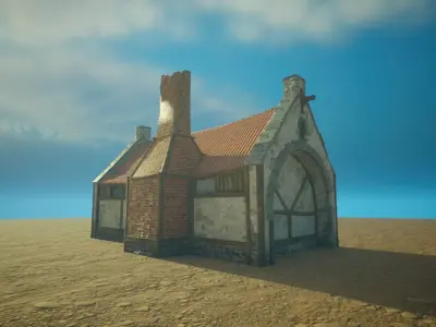Medieval old House2-interior and exterior design Low-poly 3D model