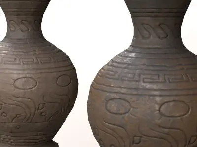 Ancient Ceramic Vase clay old pottery Low-poly 3D model