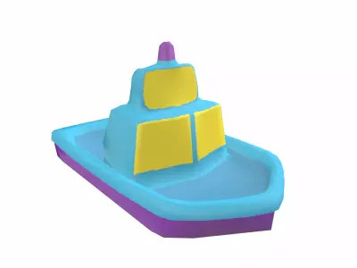 Cartoon Boat Low poly Low-poly 3D model