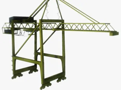 Port crane yellow 2 low poly Low-poly 3D model
