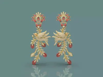 Beautiful Bird Earring - 0017 3D print model