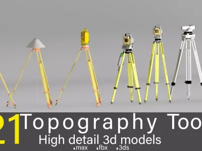 21 Topography tools- High detail 3d models Low-poly 3D model