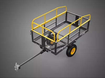 LAWN MOWER TRAILER ATV DUMP TOW REMOVABLE SIDES GARDEN TRACTOR 3D model