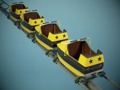 Roller Coaster Cart PBR Game Ready Low-poly 3D model