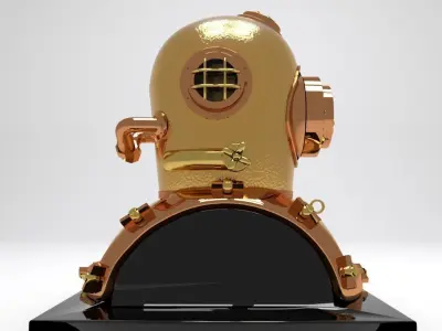 Antique Brass Divers Helmet 3D model