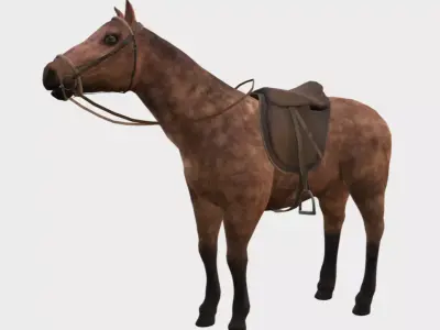 Horse with Saddle Low-poly 3D model