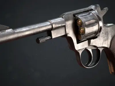 PBR Russian Nagant M1895 Revolver Low-poly 3D model