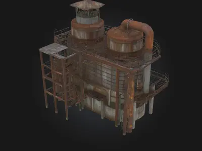 Rusty Industrial Complex Decay and Grit of a Forgotten Era 3D model
