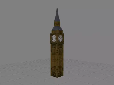 Low Polygon Big Ben Low-poly 3D model