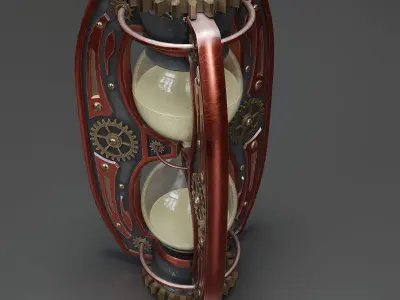 Hourglass in steampunk style 3D model