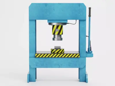 Hydraulic Press V2 - Optimized for Physics Simulations Low-poly 3D model