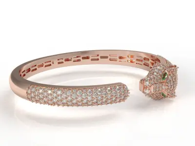 Antique Panther Head Diamond Bracelet  3D print model