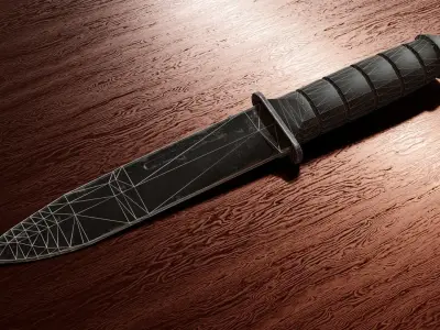 Low Poly combat military knife Low-poly 3D model