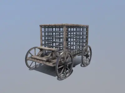 Medieval Prison Cart Prop Low-poly 3D model