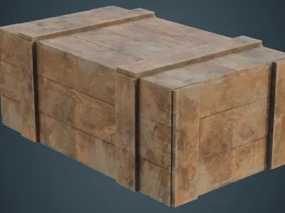 Wooden Box 3B Low-poly 3D model