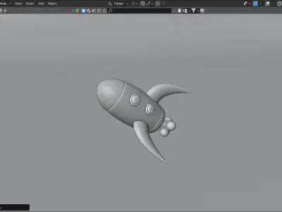 Cartoon rocket 3D model get