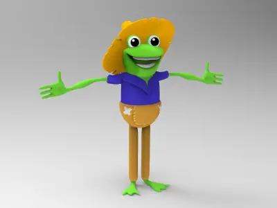 frog T pose Low-poly 3D model