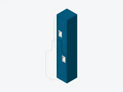 Locker - Metal - Locka - Classic - 2 Person Z Low-poly 3D model